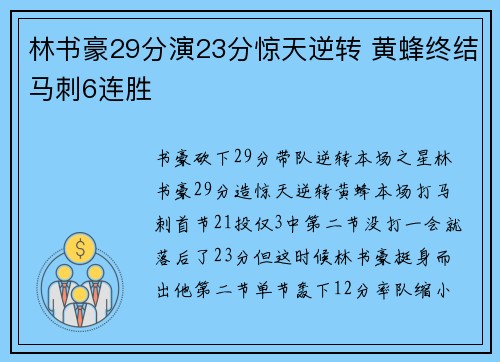林书豪29分演23分惊天逆转 黄蜂终结马刺6连胜